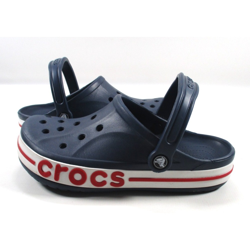 Crocs Crocband Clogs Navy Blue Red White Stripe Mens 8 Womens 10 Slip On Slides - Picture 3 of 10